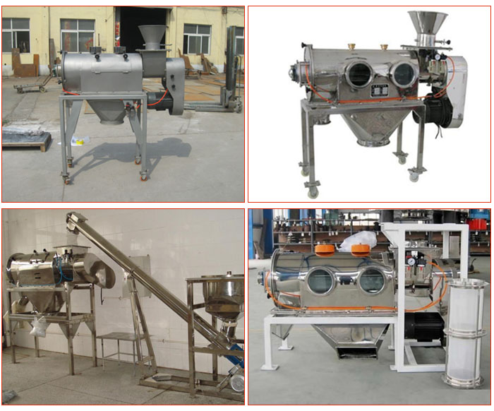 移動式加料鬥碳鋼氣旋篩，不鏽鋼移動式加料鬥氣旋篩，與螺旋輸送機配套使用移動式的氣旋篩，產品批量展示廠房圖片