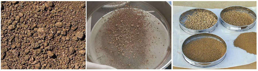 標準土壤篩土壤分級流程和篩分後不同粒度的土壤展示