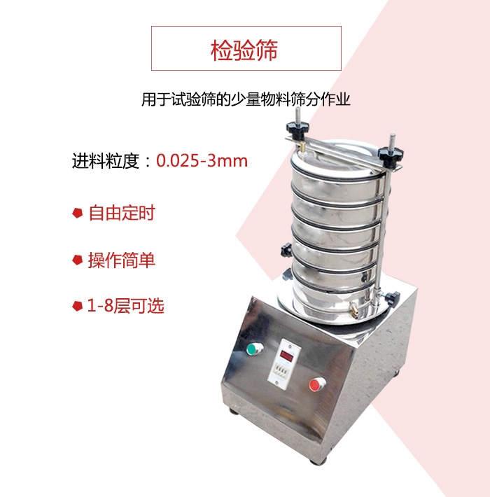 檢驗篩用於試驗篩的少量物料篩分作業，適用物料如圖展示