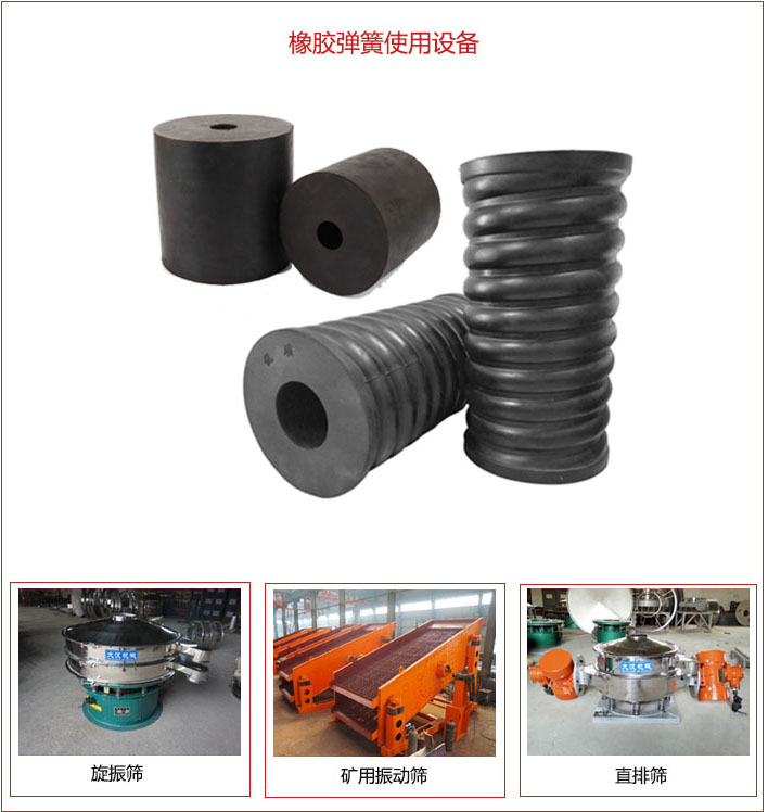 橡膠彈簧適用設備：旋振篩，礦用振動篩，直排篩等